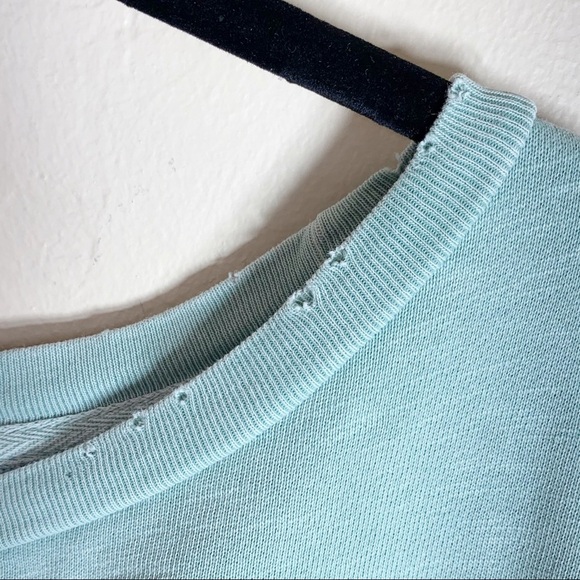 AMO Green Tie Short Sleeve Distressed Sweatshirt Women’s Oversized - Picture 3 of 8